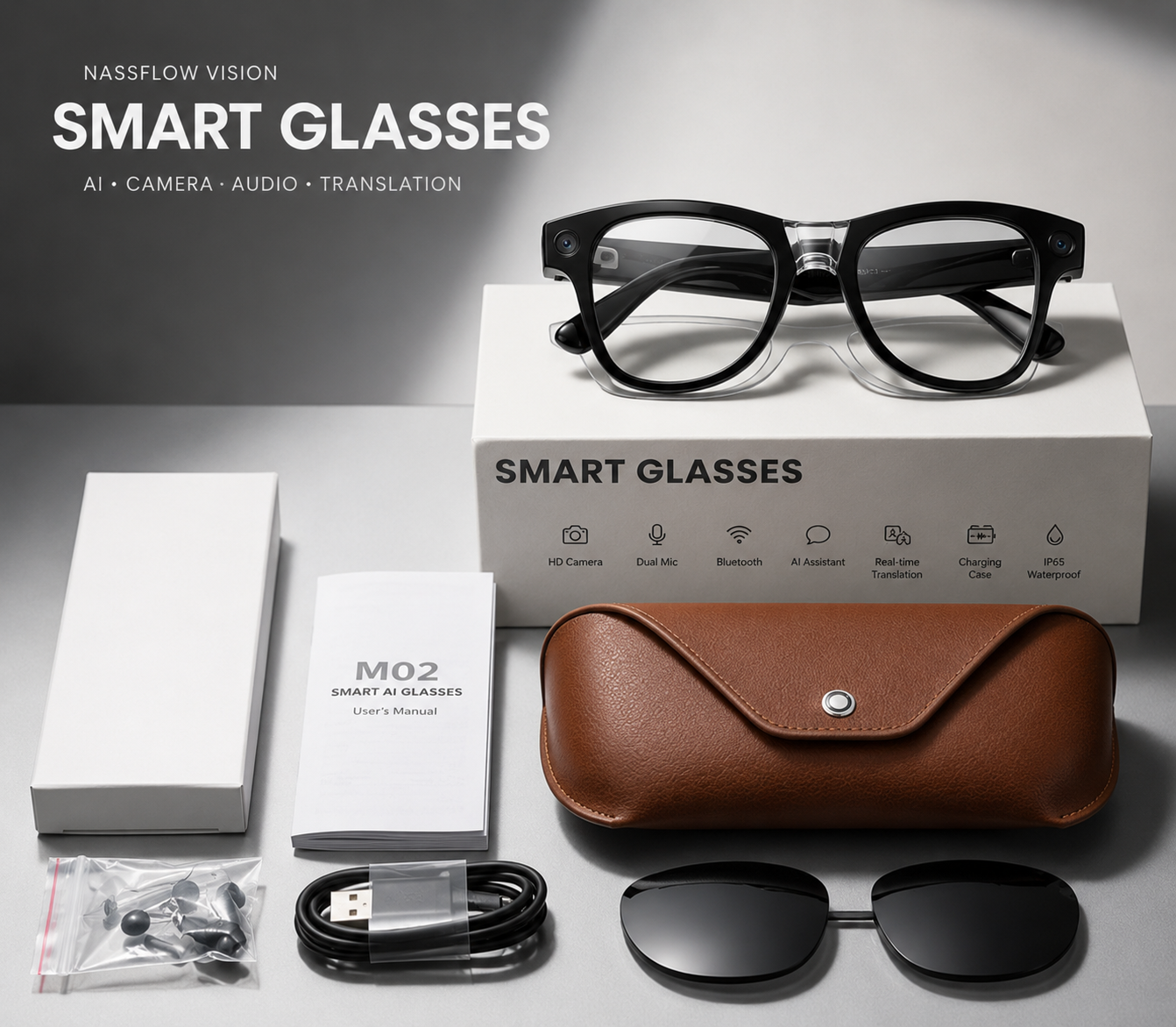 NASSFLOW Vision — Lunettes Intelligentes IA | Caméra, Traduction & Assistant